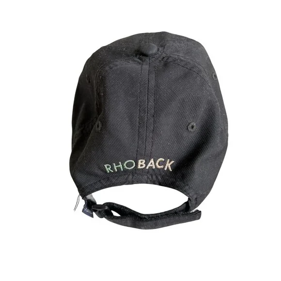 Rhoback Crave Performance Golf Cap Black Poly White Stitch Logo Adult Strapback - Picture 5 of 9